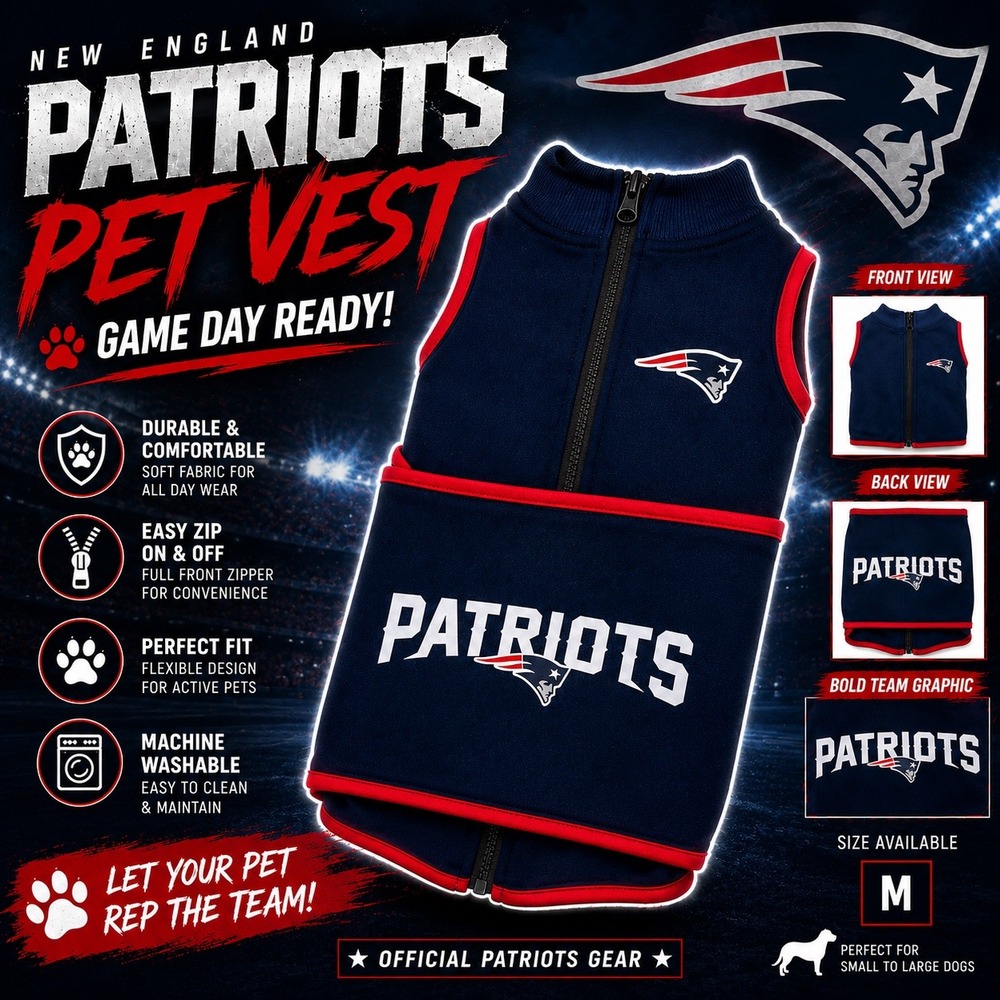 NFL New England Patriots Soothing Solution Anxiety Pet Vest Medium NWT